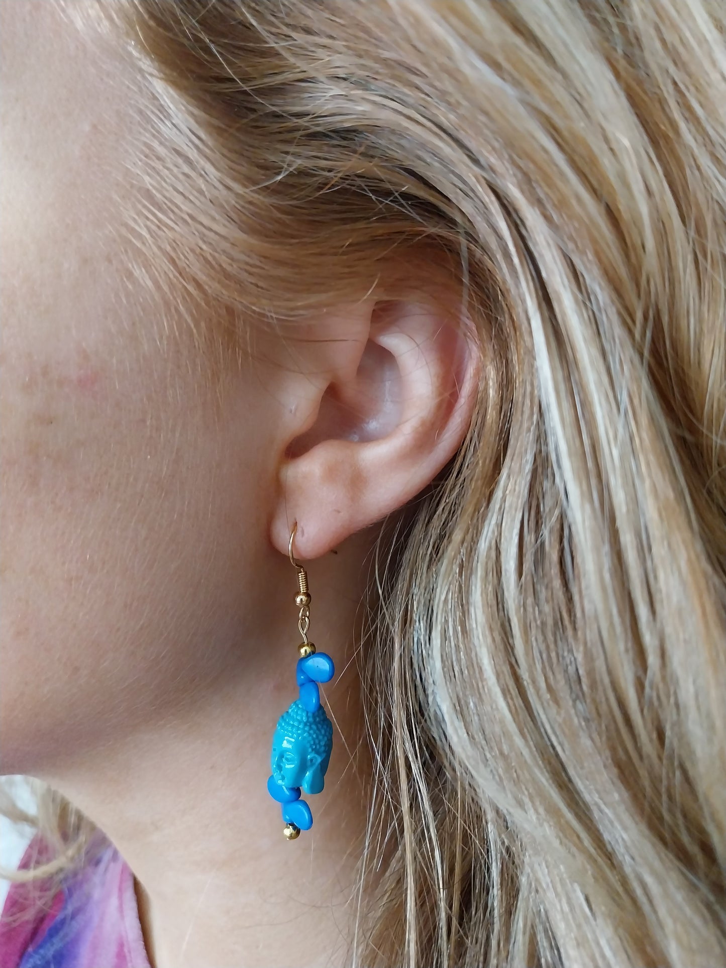 Statement Buddha Drop Earring in Blue - design-eye-gallery