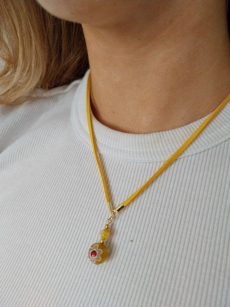 Yellow Glass Bead Necklace - design-eye-gallery