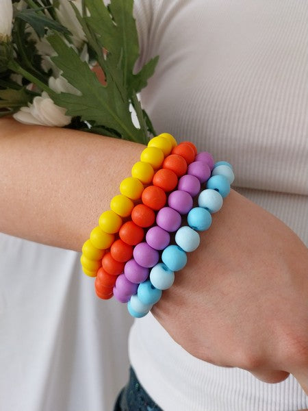 Heart Clasp Yellow Clay Bead Bracelet - design-eye-gallery