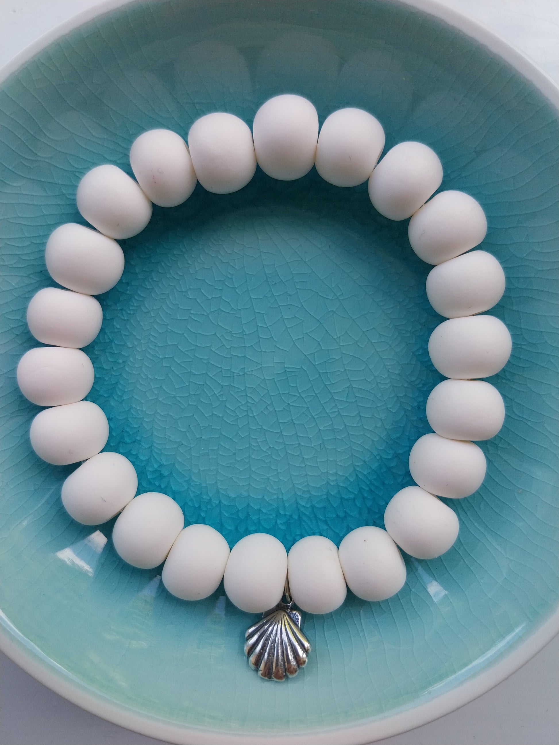 White Clay Bead Bracelet - design-eye-gallery