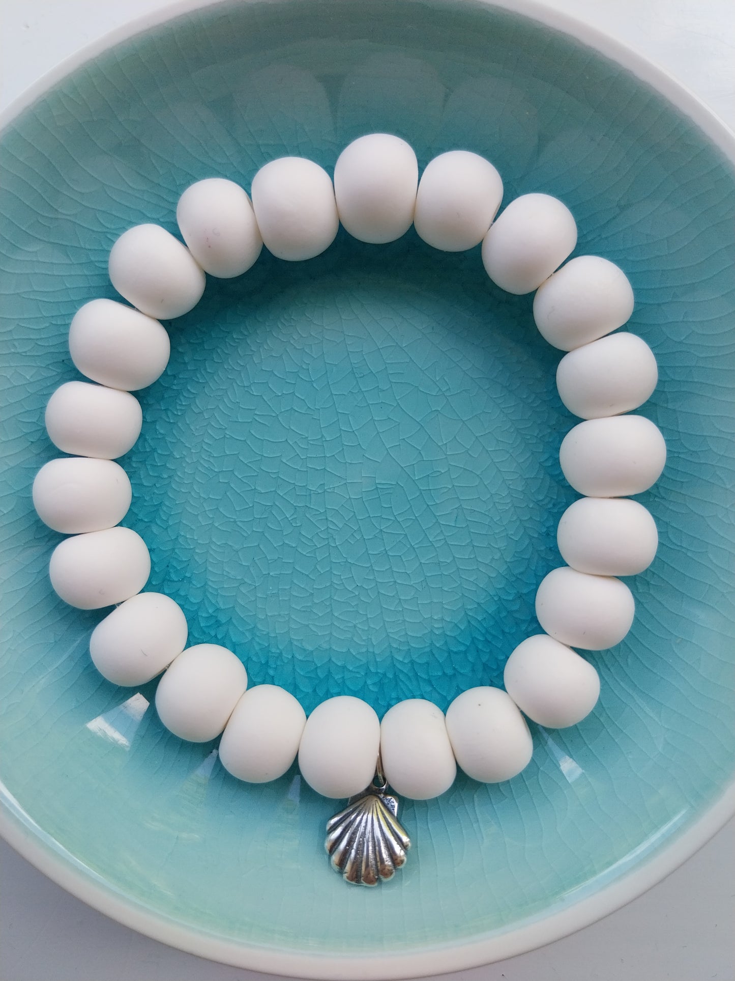 White Clay Bead Bracelet - design-eye-gallery