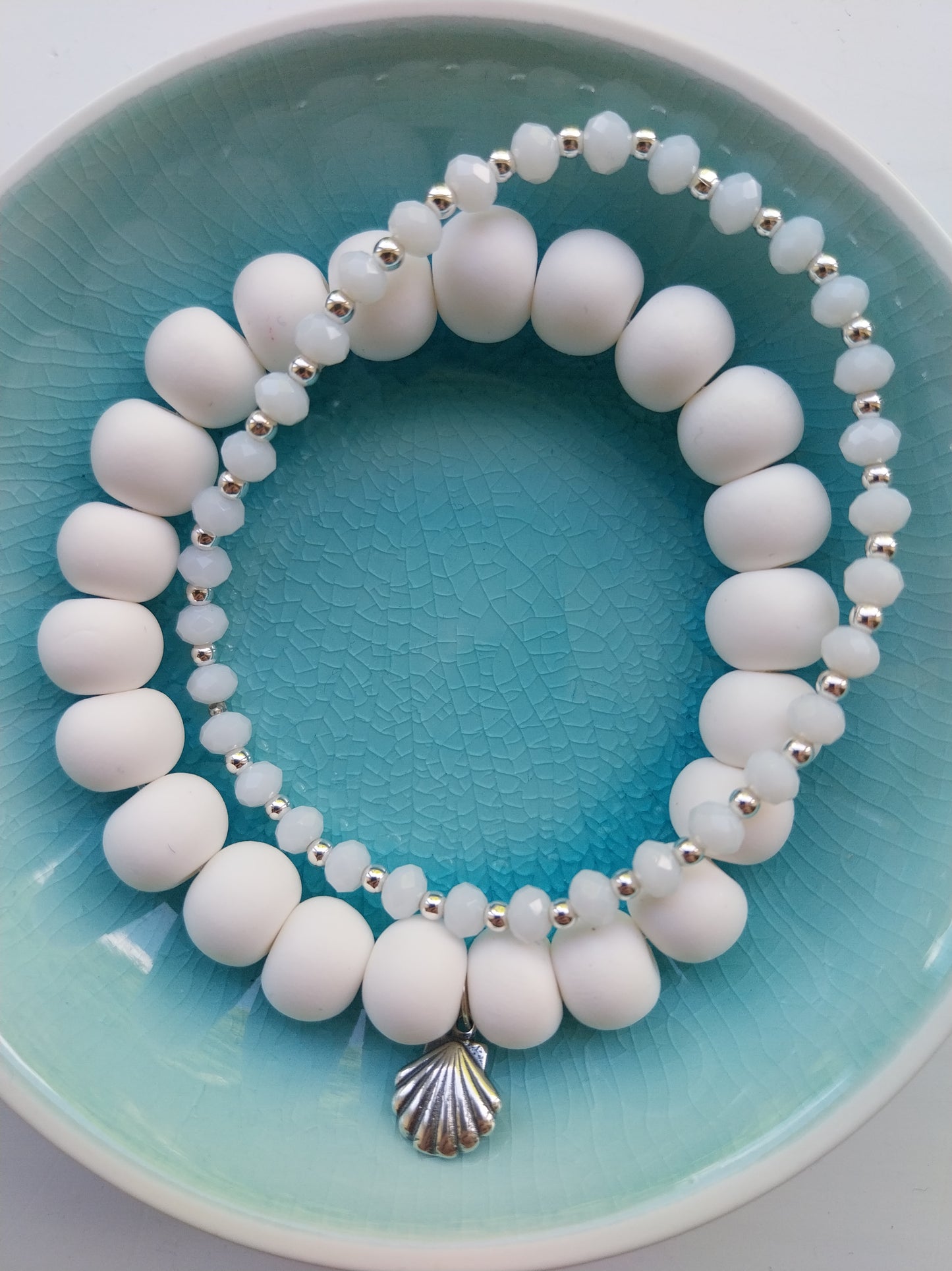 White Clay Bead Bracelet - design-eye-gallery
