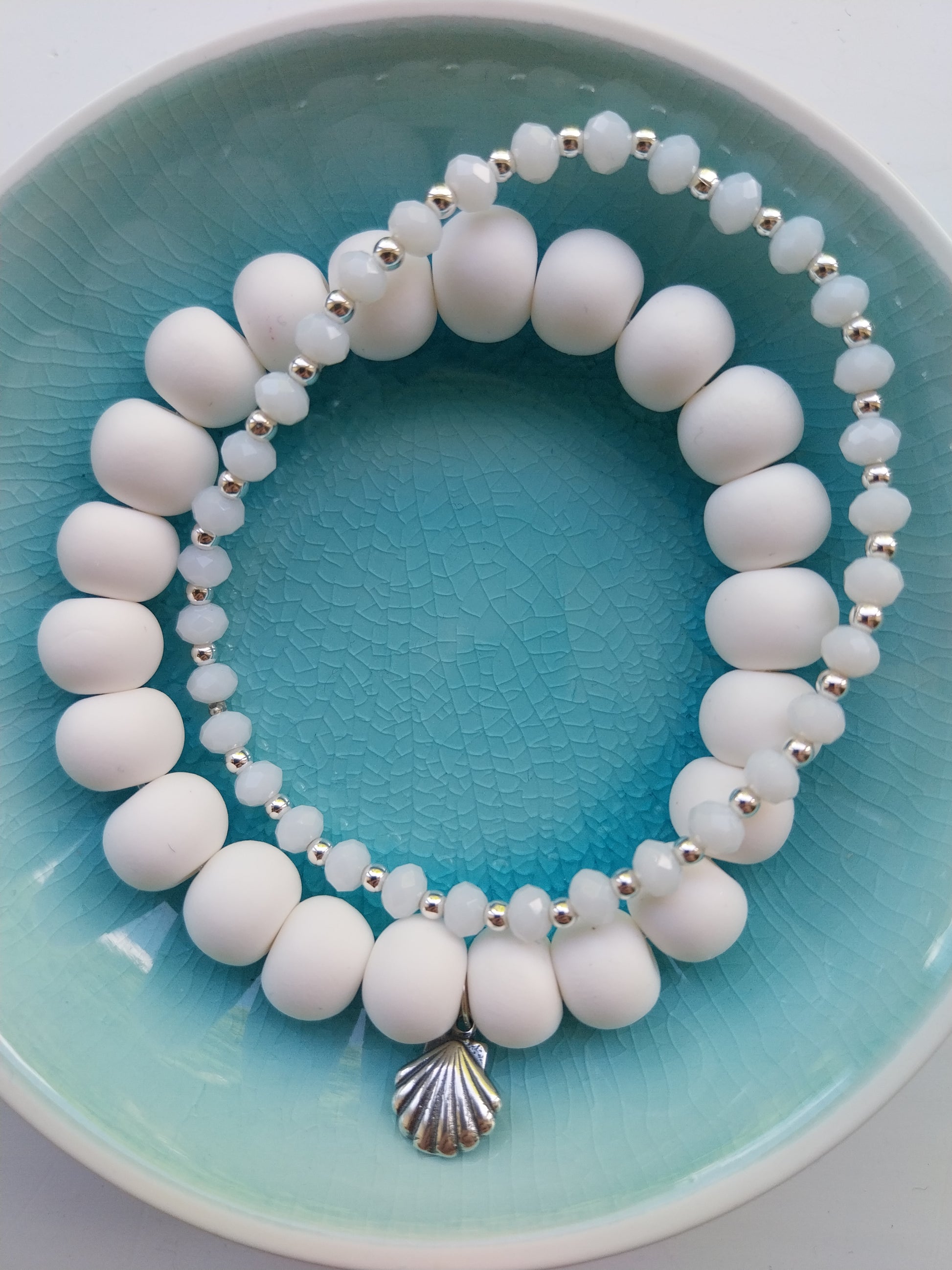 White Clay Bead Bracelet - design-eye-gallery