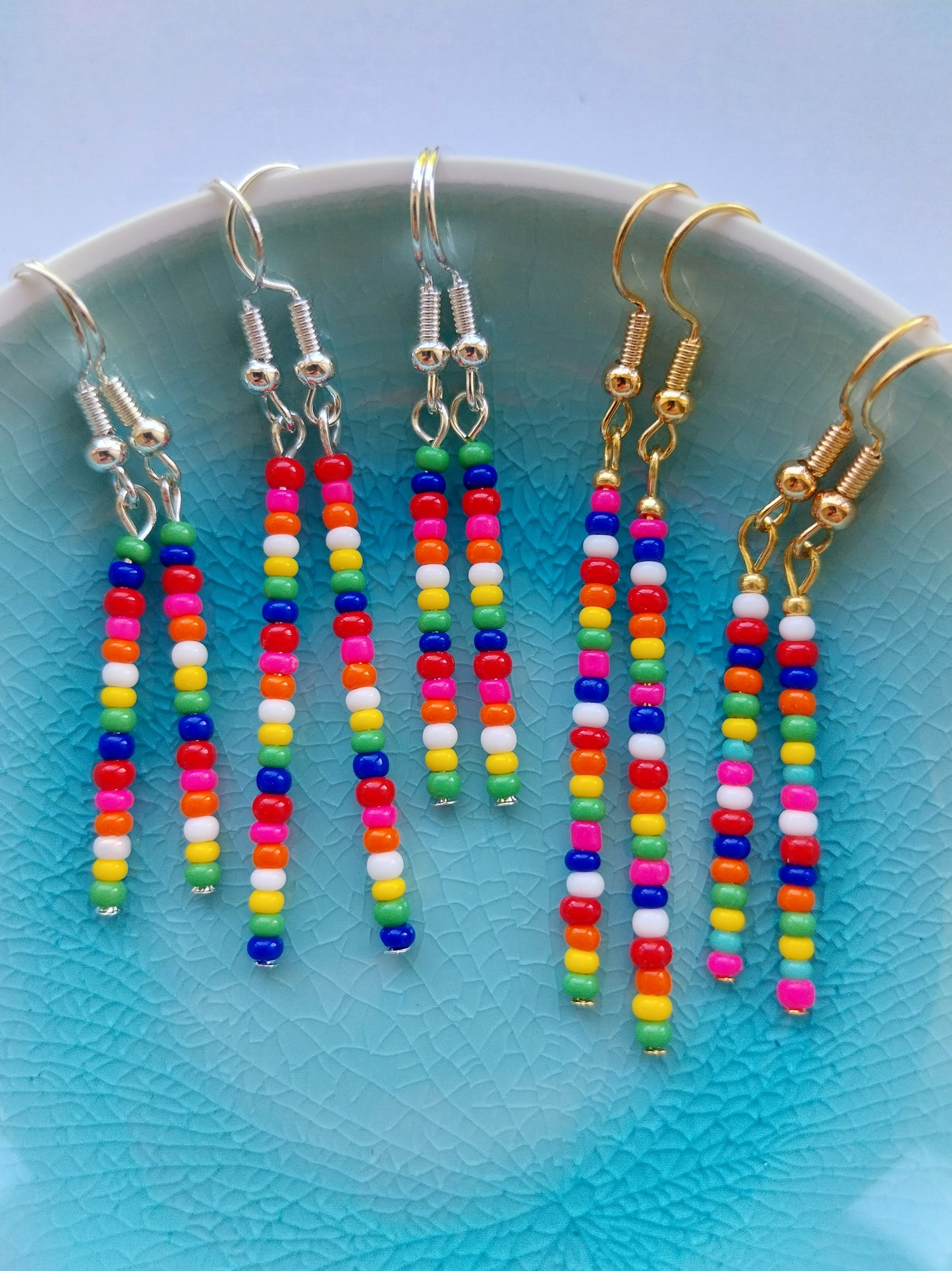 Beaded & Bright Dangly Earrings - design-eye-gallery