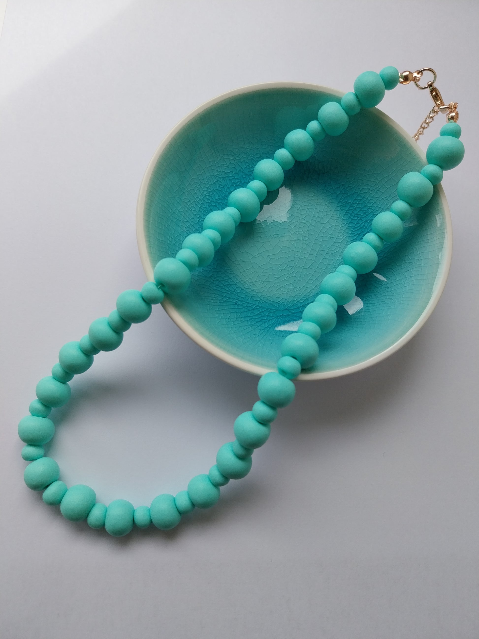 Baby Blue Clay Bead Necklace - design-eye-gallery