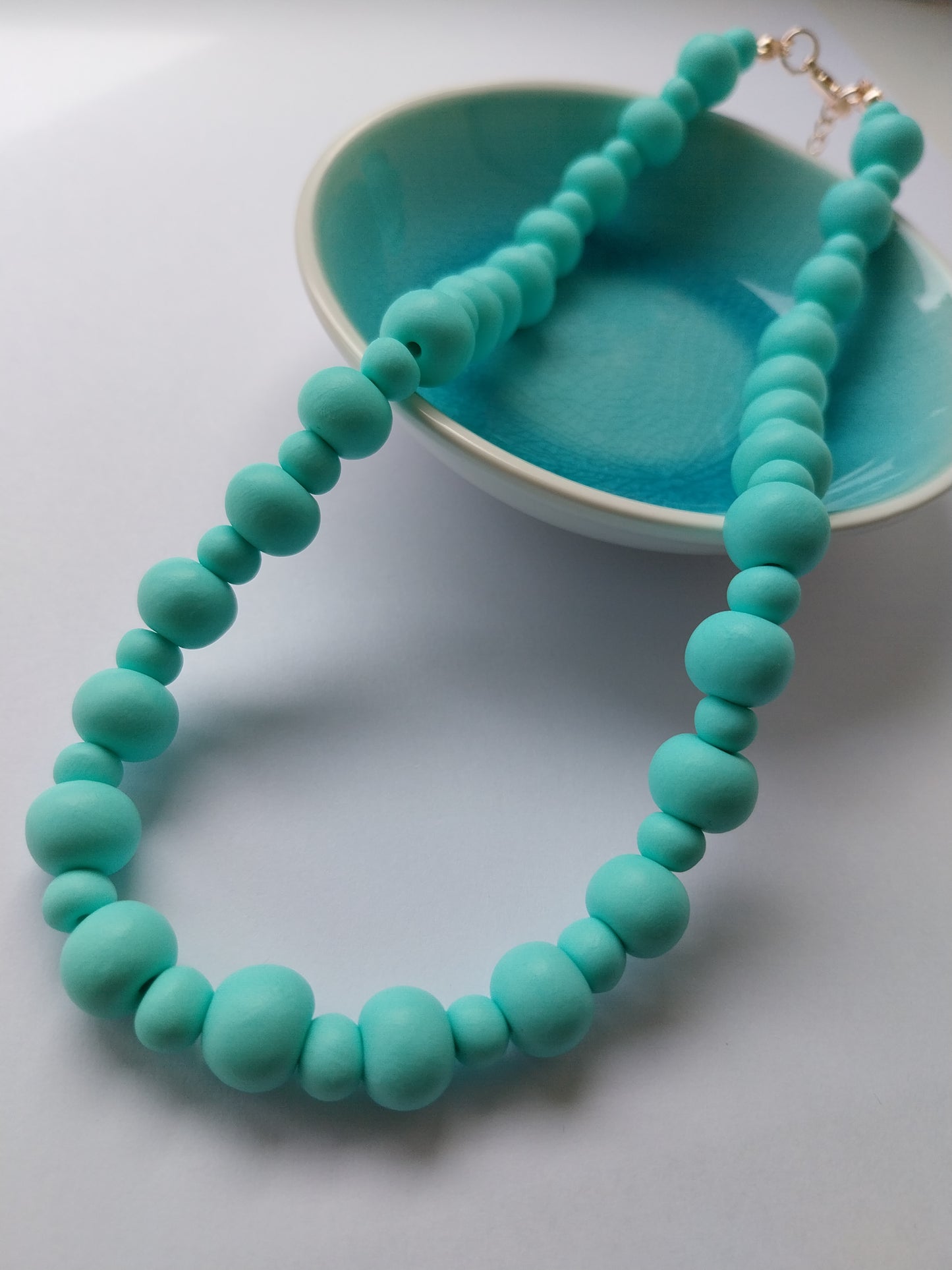 Baby Blue Clay Bead Necklace - design-eye-gallery
