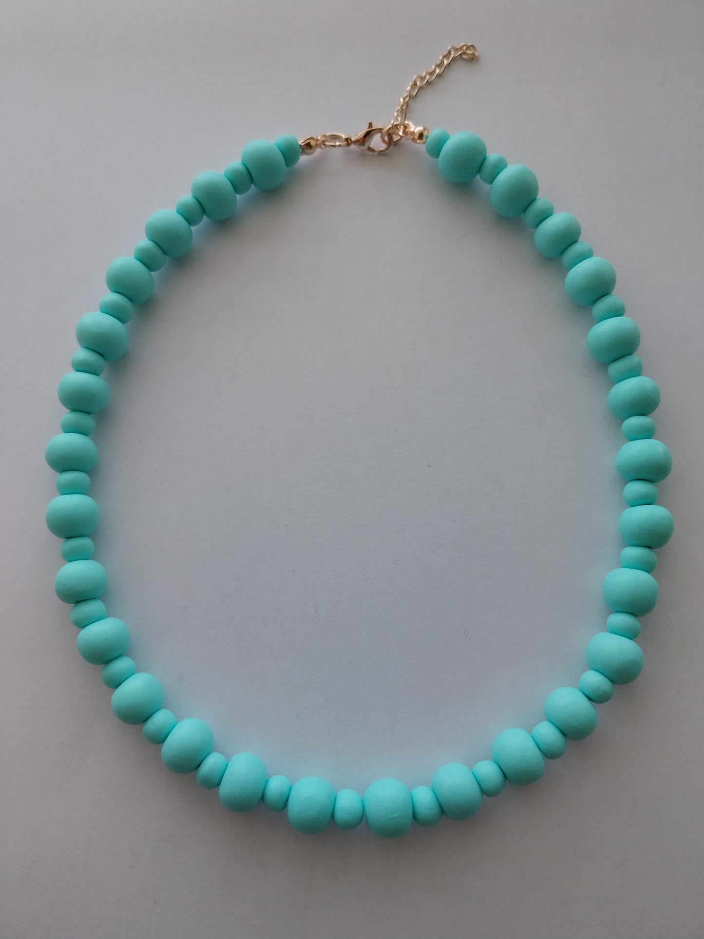 Baby Blue Polymer Clay Bead Necklace