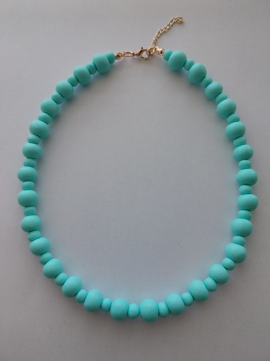 Baby Blue Polymer Clay Bead Necklace