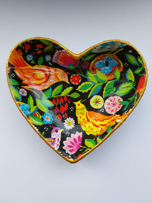 Colourful Birds Heart Shaped Trinket Dish - design-eye-gallery
