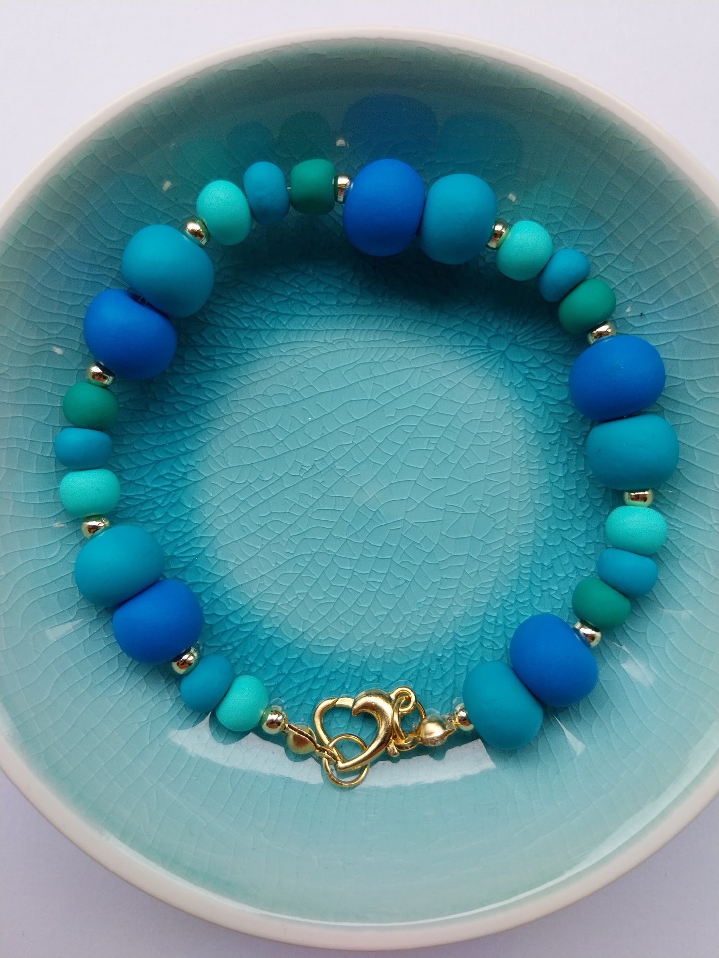 Sweet Heart Blues Clay Bead Bracelet - design-eye-gallery