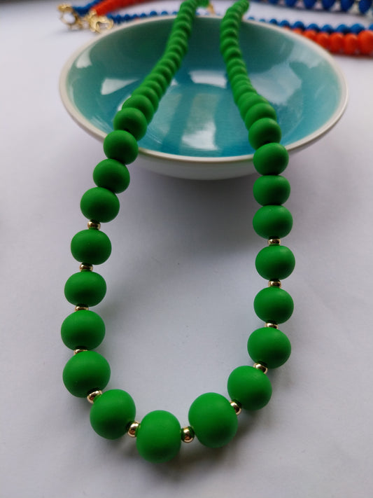 Green Clay Bead Necklace - design-eye-gallery