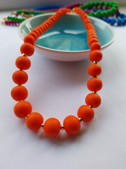 Orange Clay Bead Necklace - design-eye-gallery
