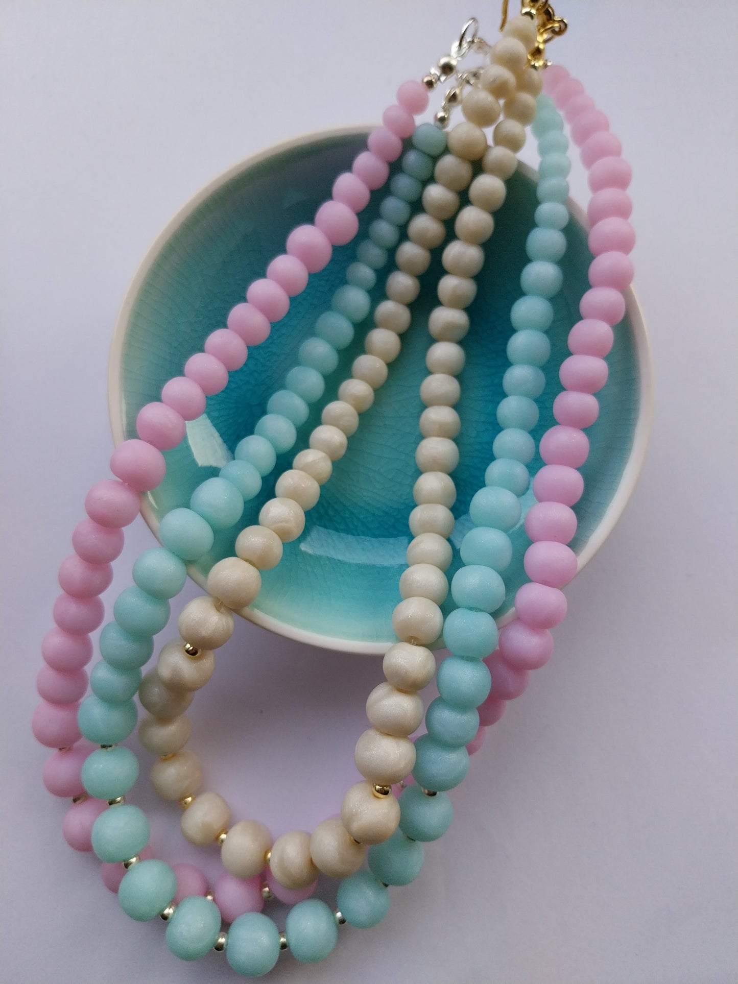 Cool Blue Quartz Clay Bead Necklace - design-eye-gallery