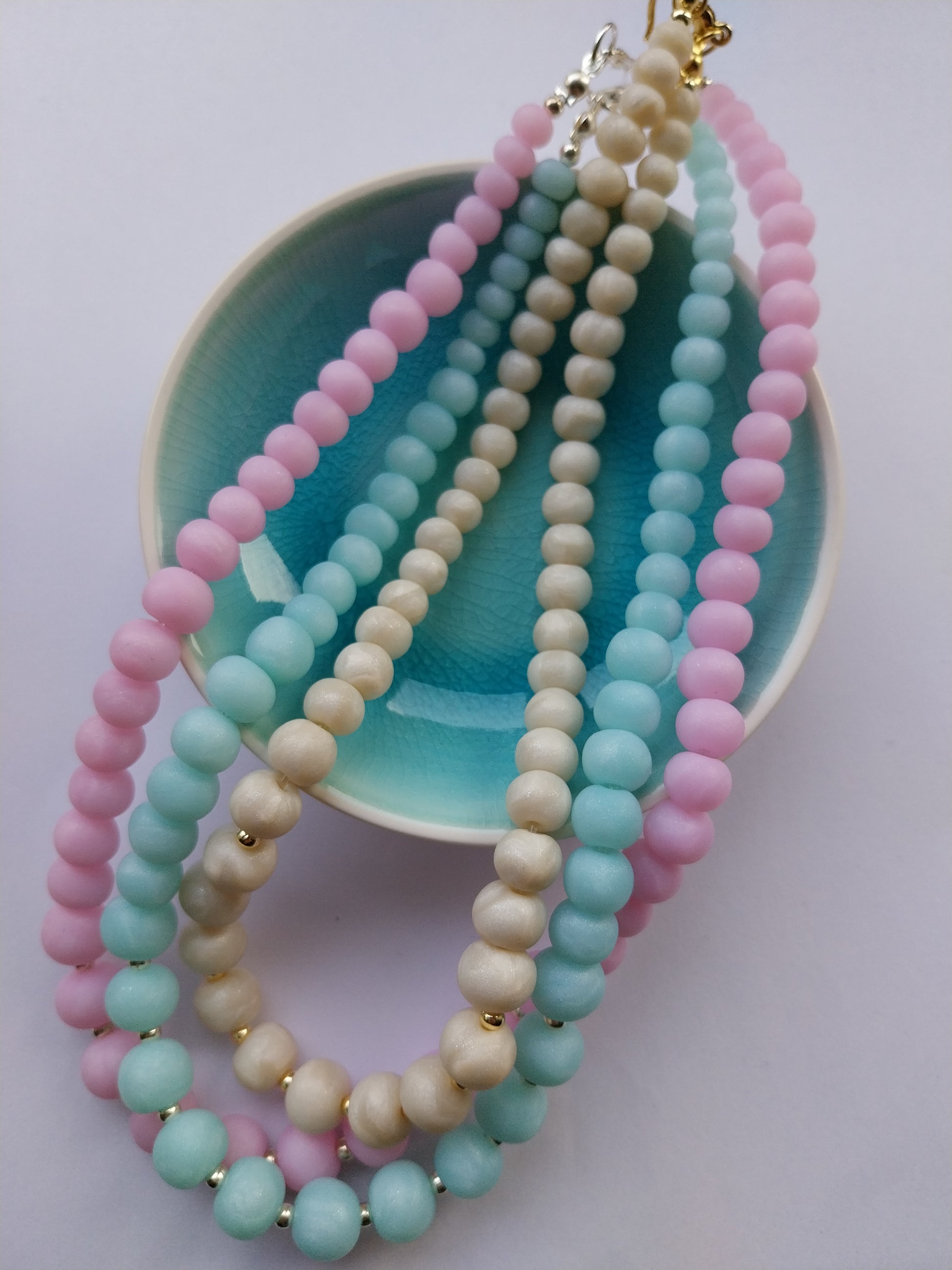 Cool Blue Quartz Clay Bead Necklace - design-eye-gallery