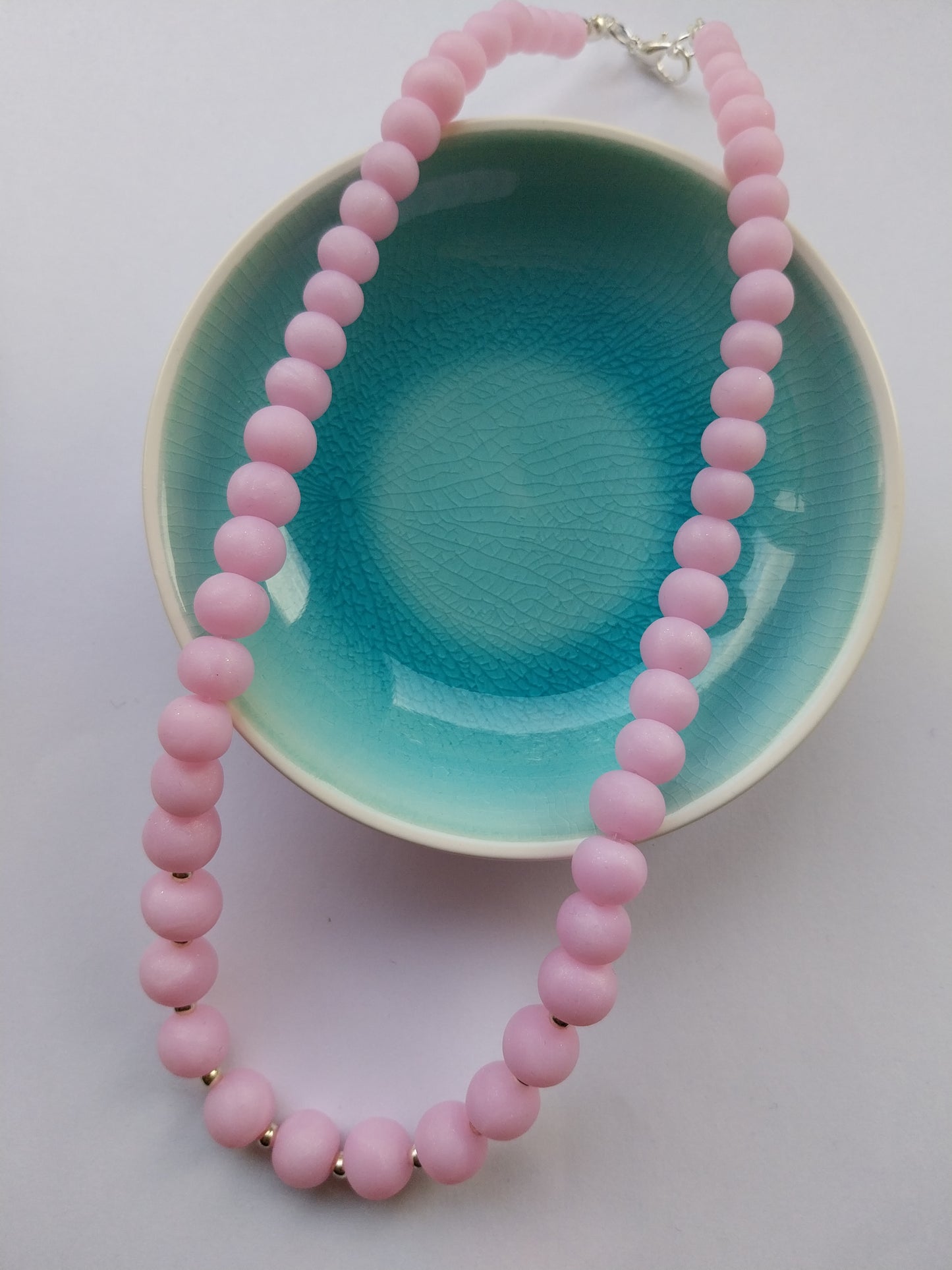 Cool Blue Quartz Clay Bead Necklace - design-eye-gallery