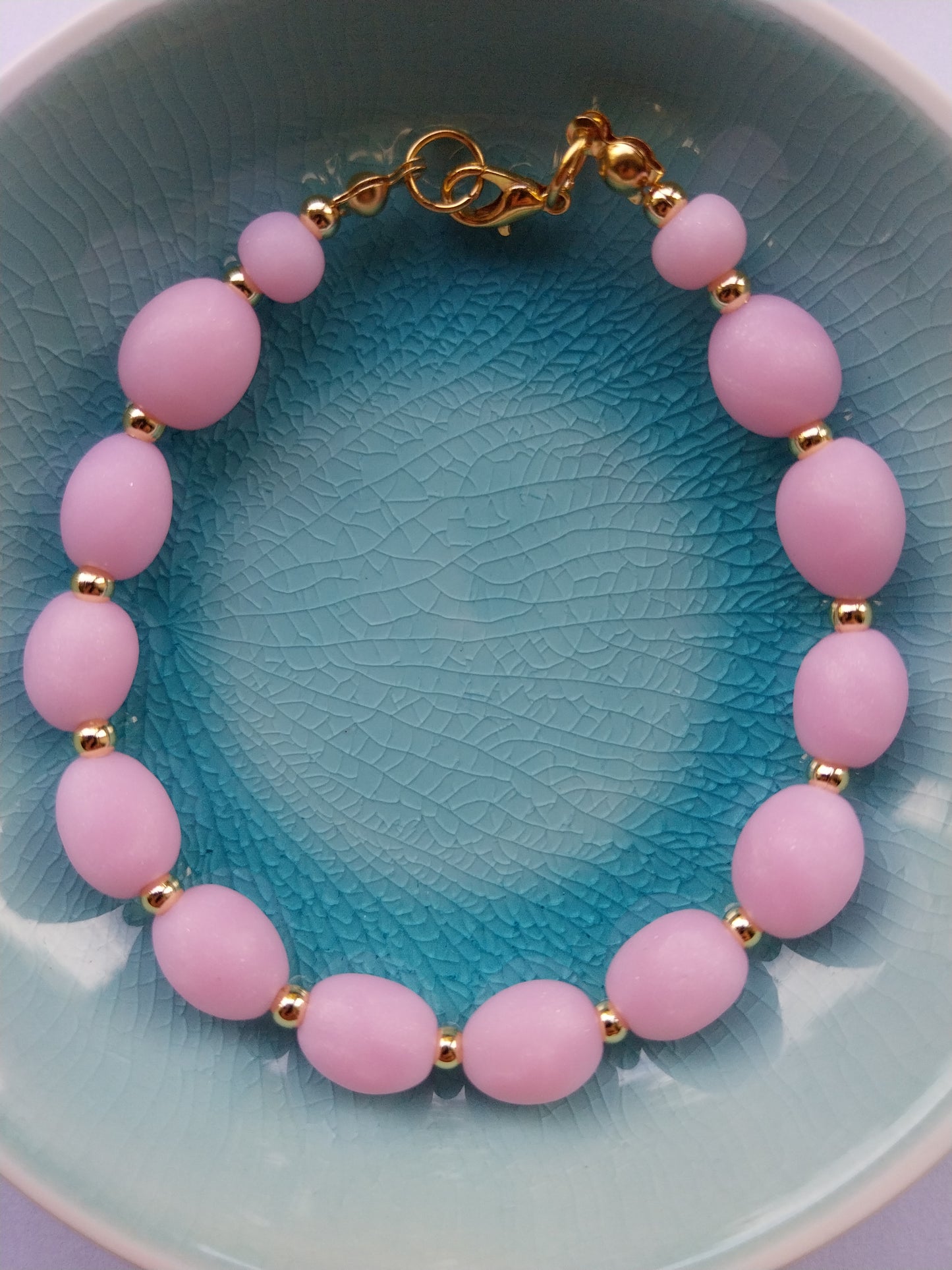 Rose Quartz Effect Clay Bead Bracelet - design-eye-gallery