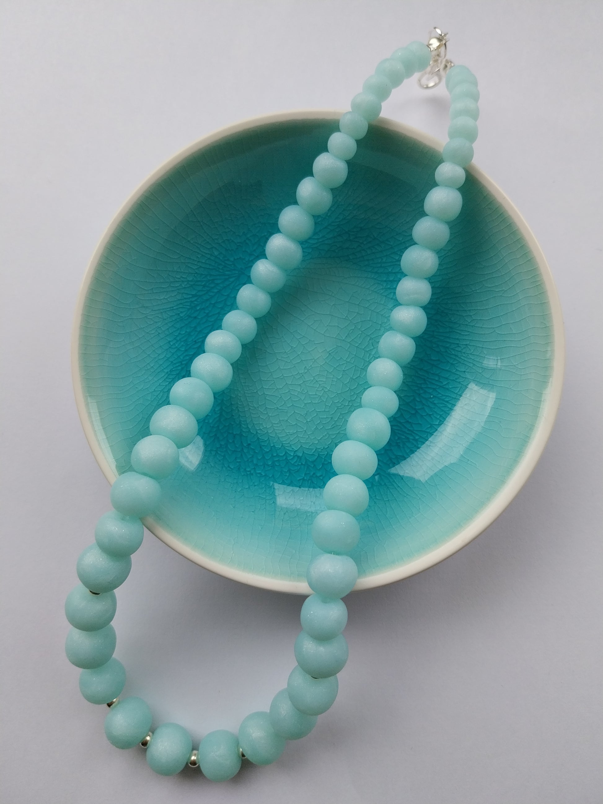 Cool Blue Quartz Clay Bead Necklace - design-eye-gallery