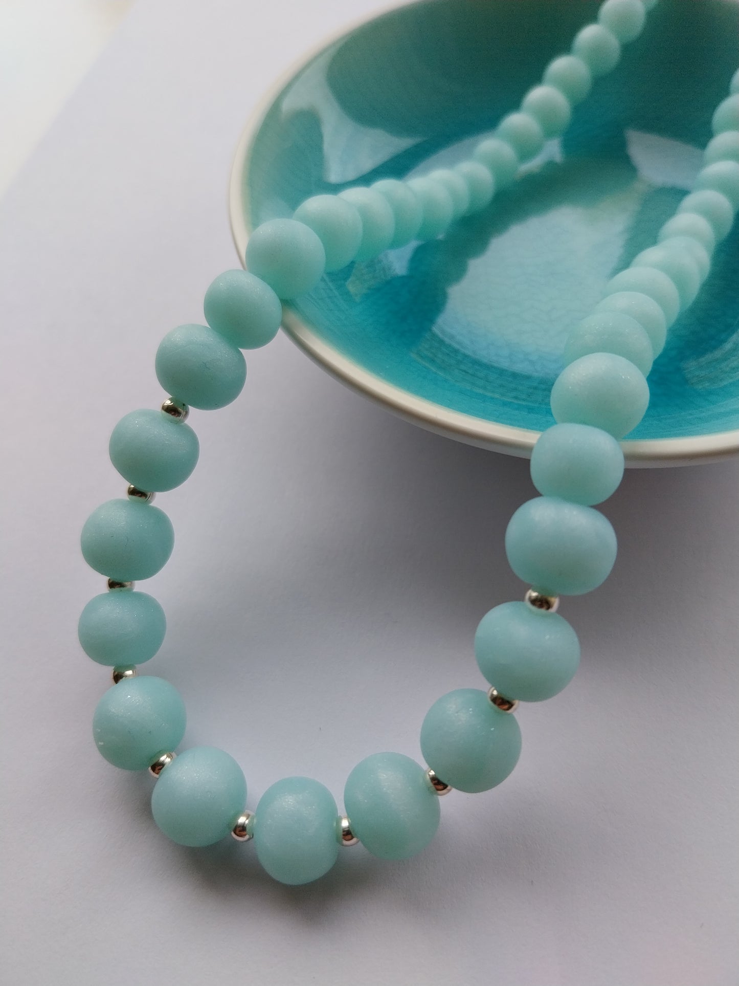 Cool Blue Quartz Clay Bead Necklace - design-eye-gallery