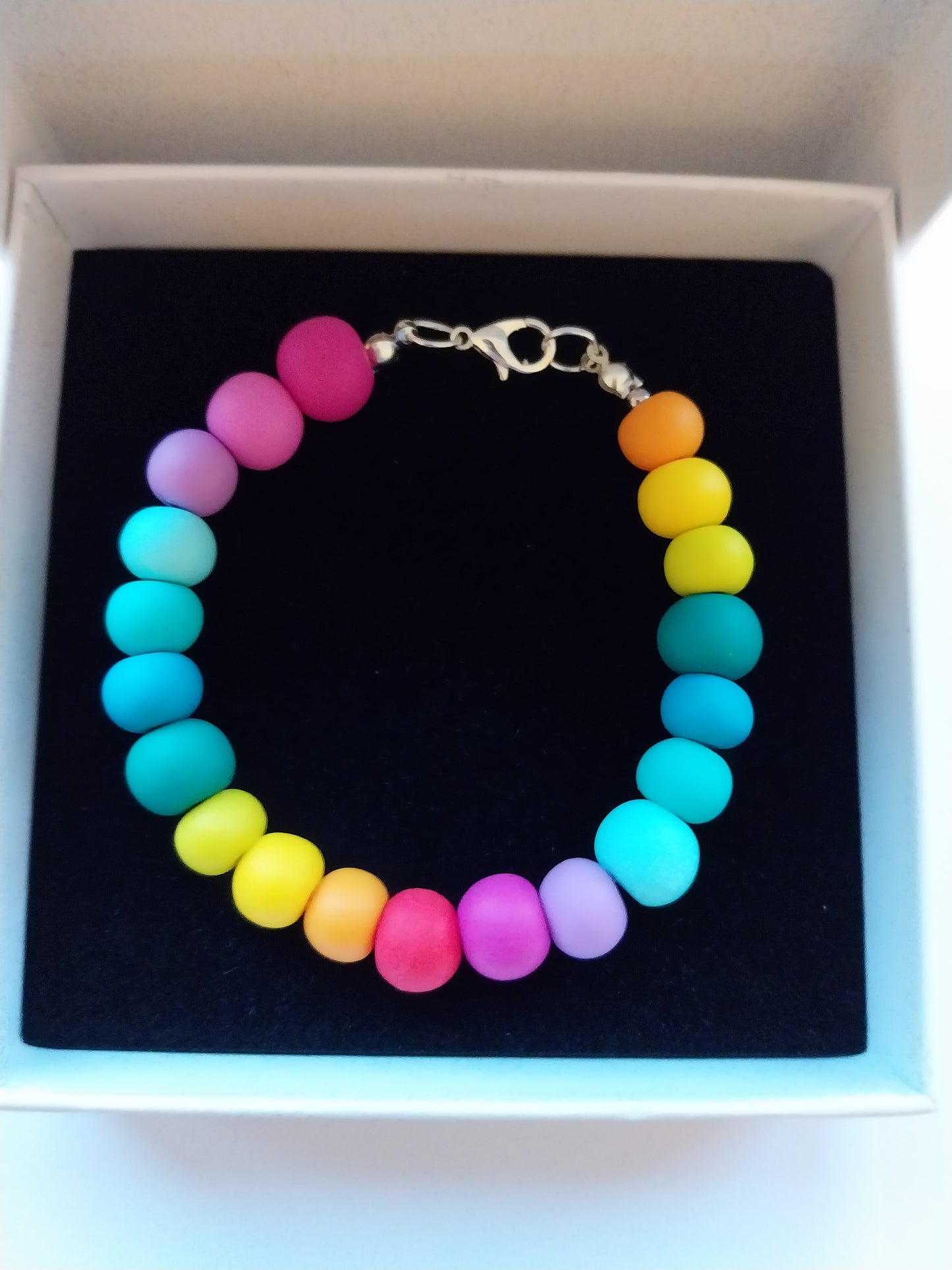 Rainbow Clay Bead Bracelet