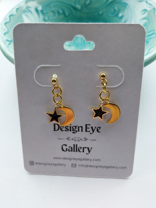 Moon & Star Earrings in Black - design-eye-gallery