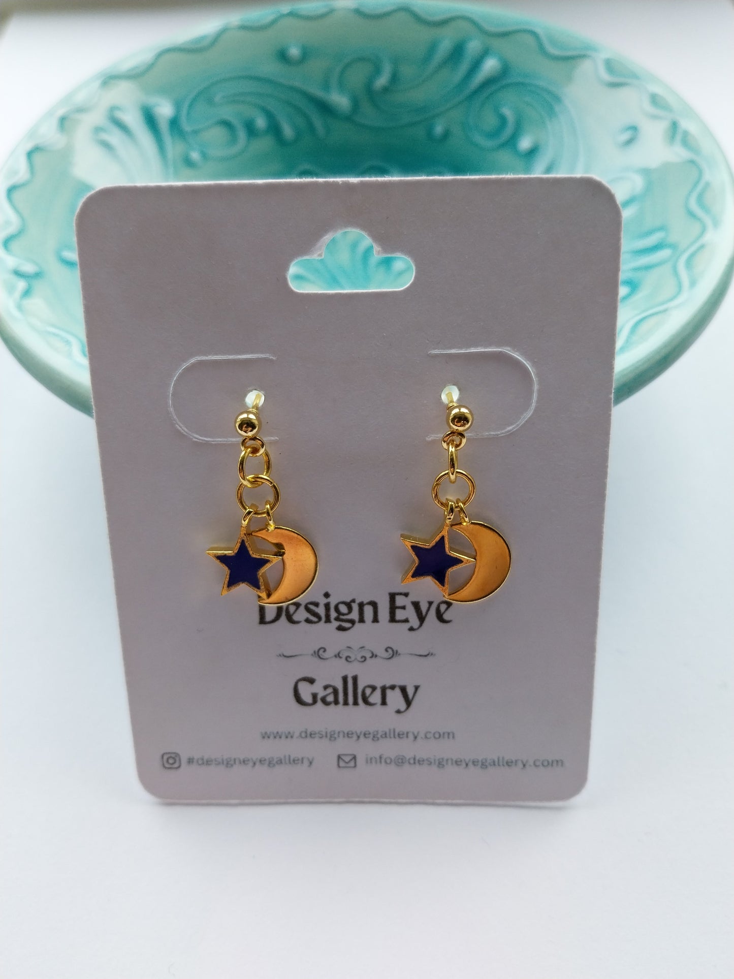 Moon & Star Earrings in Light Blue - design-eye-gallery
