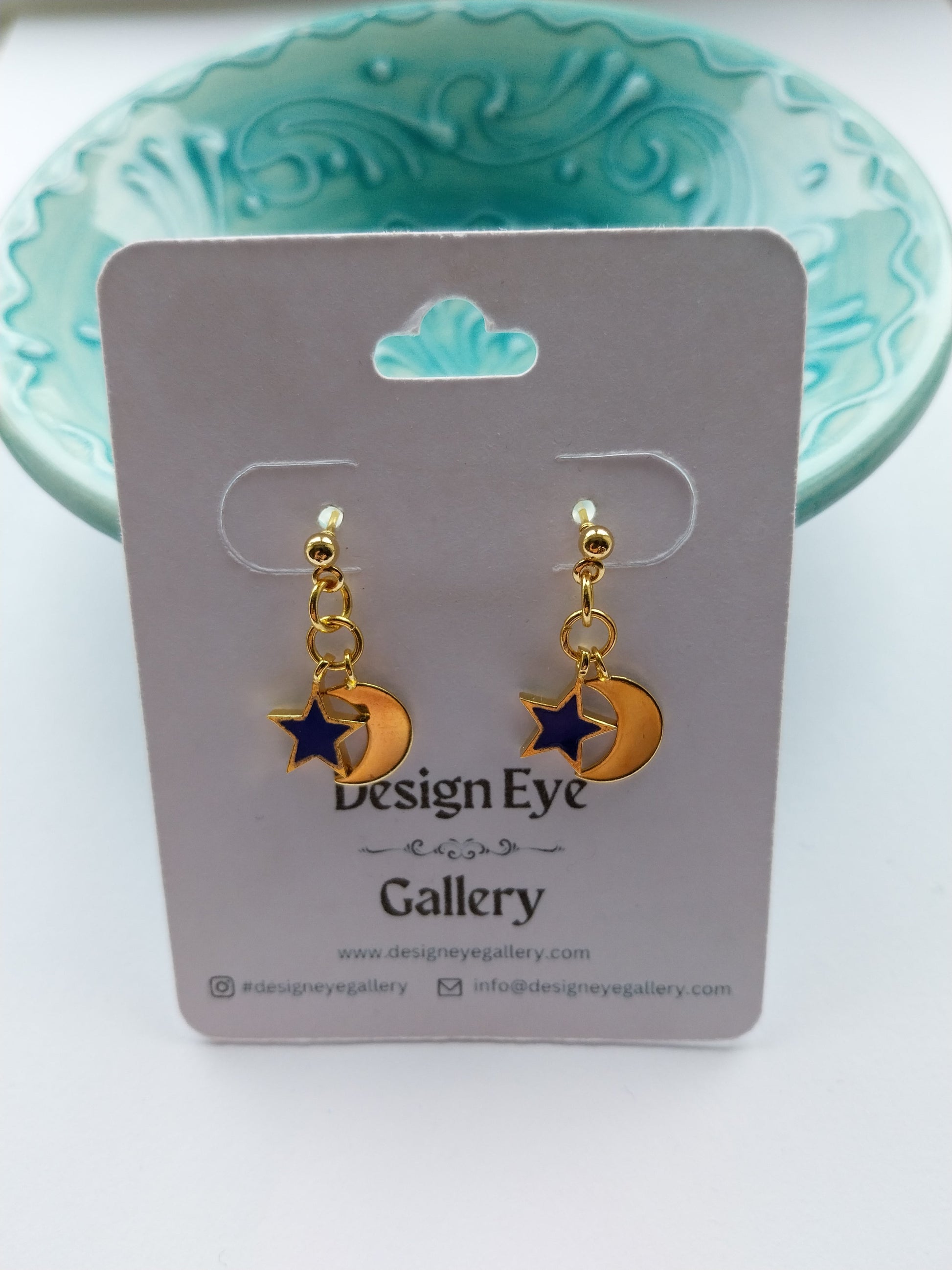 Moon & Star Earrings in Light Blue - design-eye-gallery