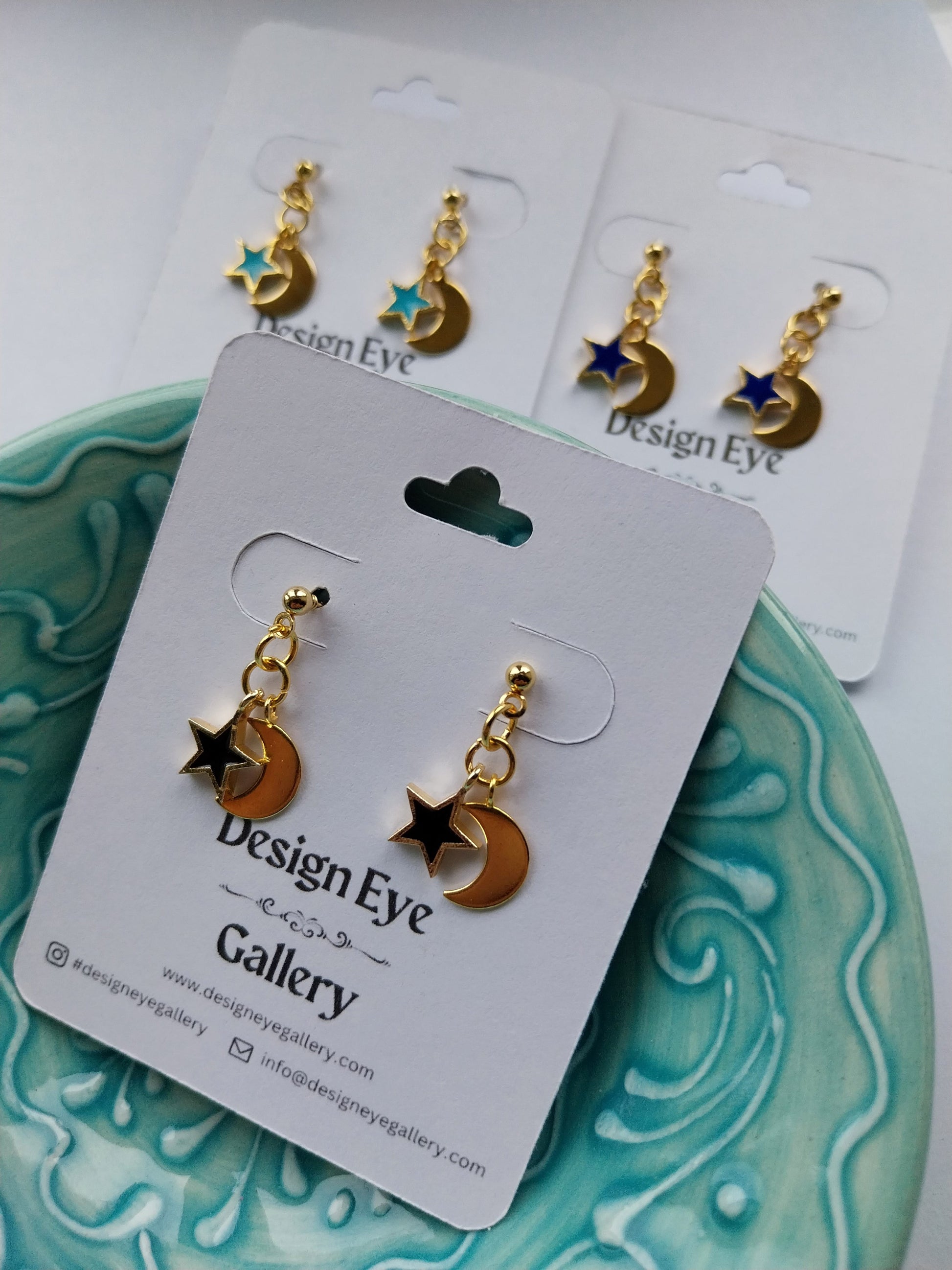 Moon & Star Earrings in Black - design-eye-gallery