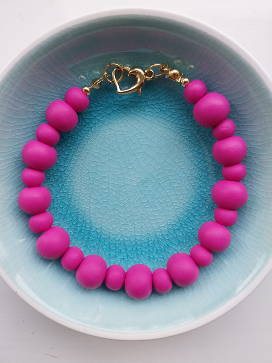 Heart Clasp Pink Clay Bead Bracelet - design-eye-gallery