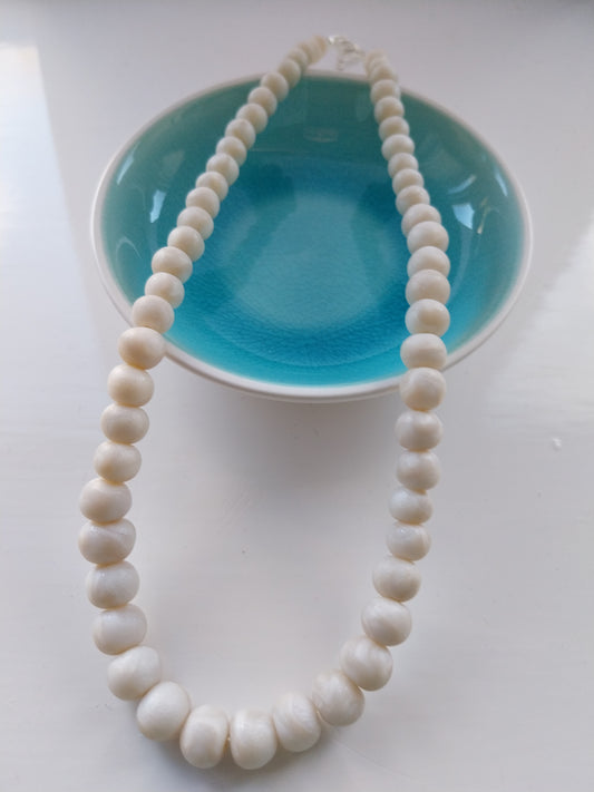 Mother of Pearl Clay Bead Necklace - design-eye-gallery