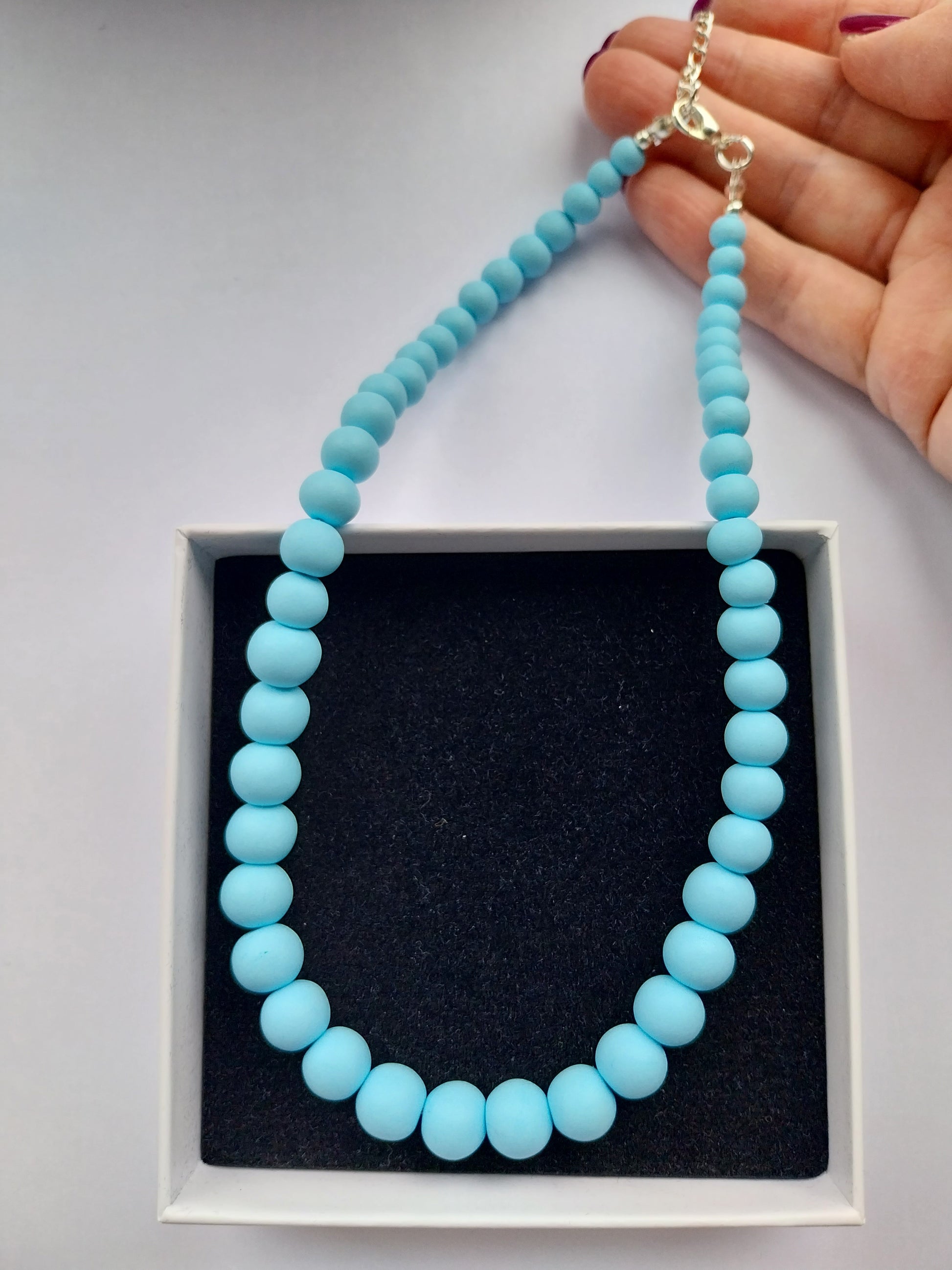 Baby Blue Clay Bead Necklace - design-eye-gallery