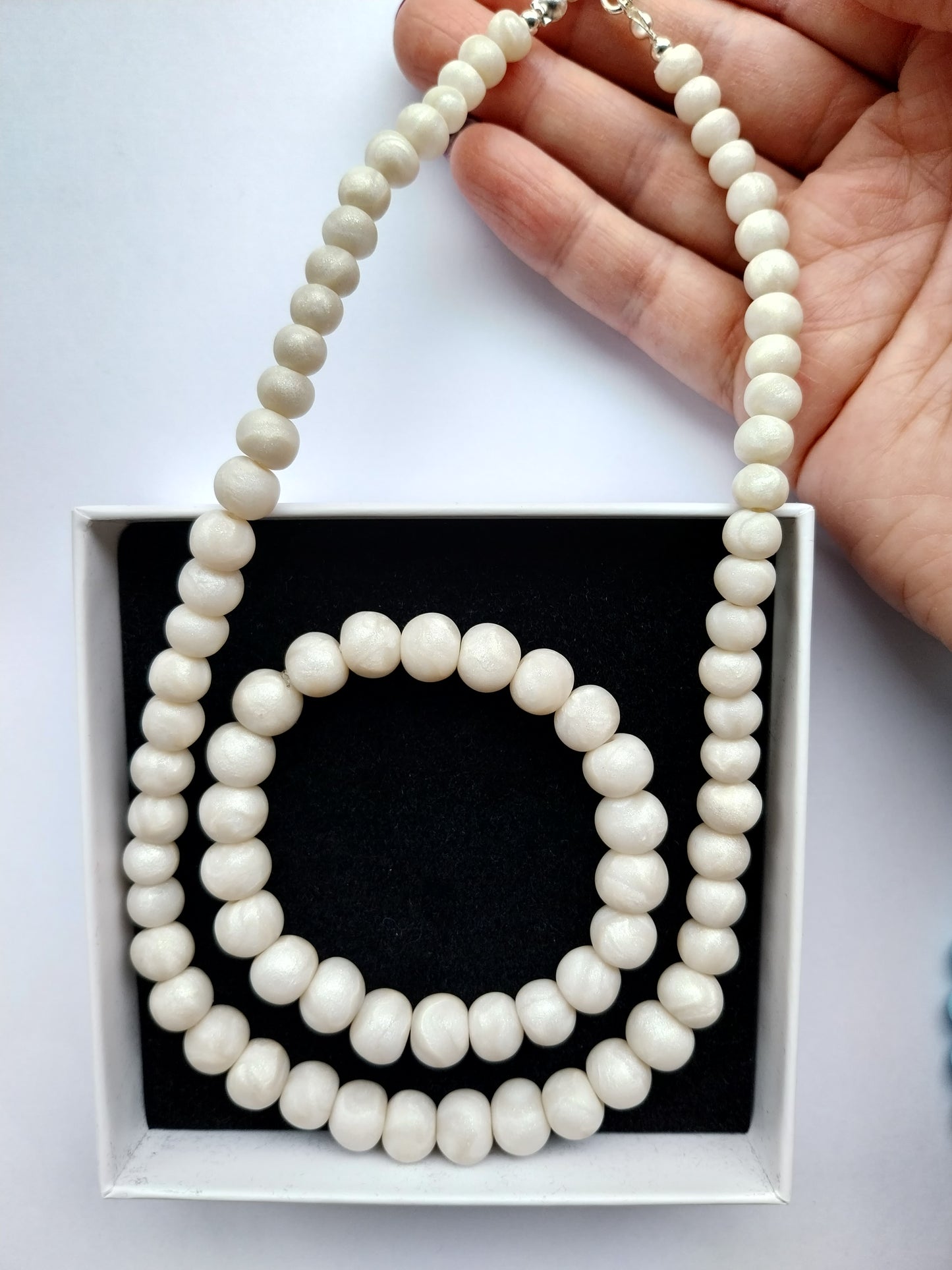 Mother of Pearl Clay Bead Necklace - design-eye-gallery