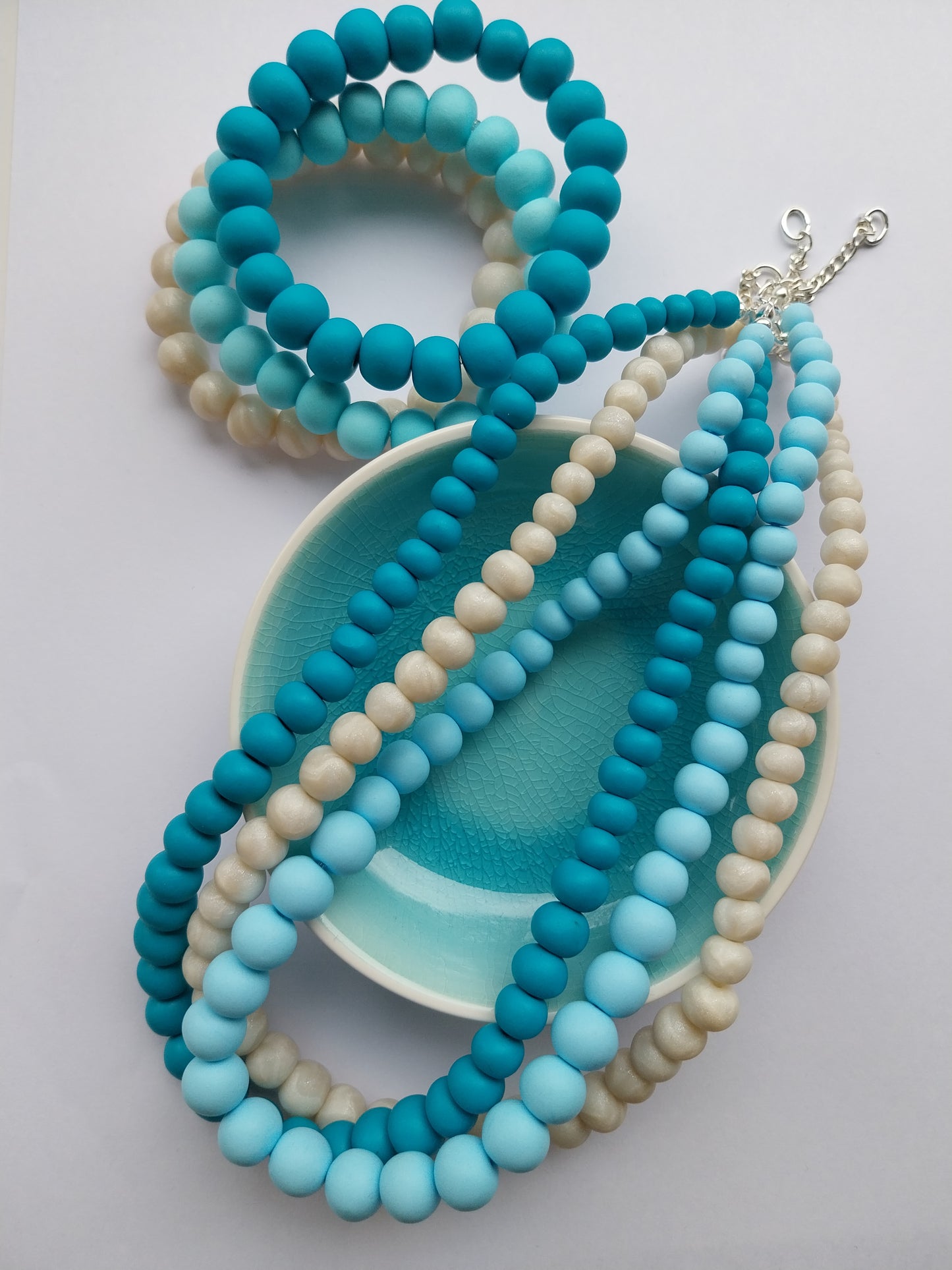 Baby Blue Clay Bead Necklace - design-eye-gallery