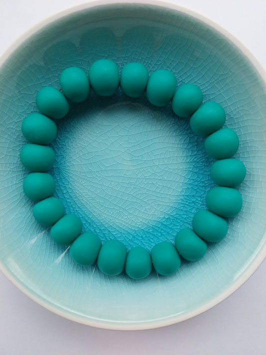Green Unisex Clay Bead Bracelet