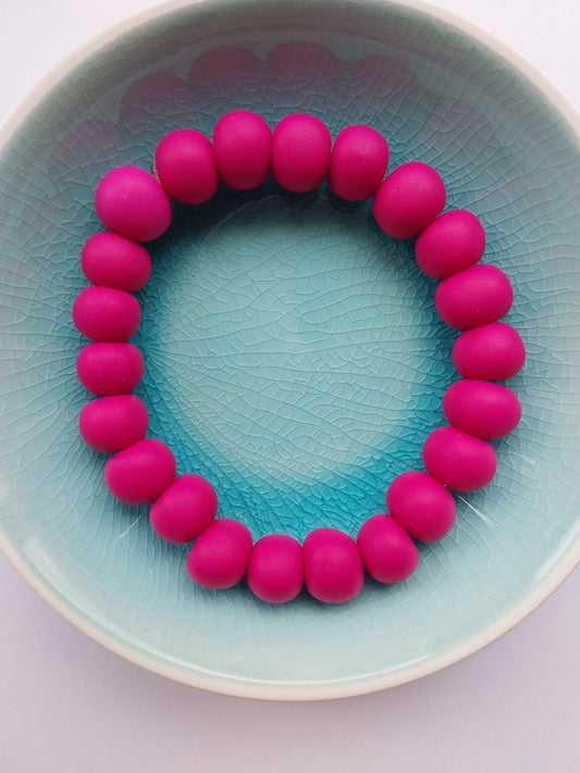 Magenta Unisex Clay Bead Bracelet - design-eye-gallery