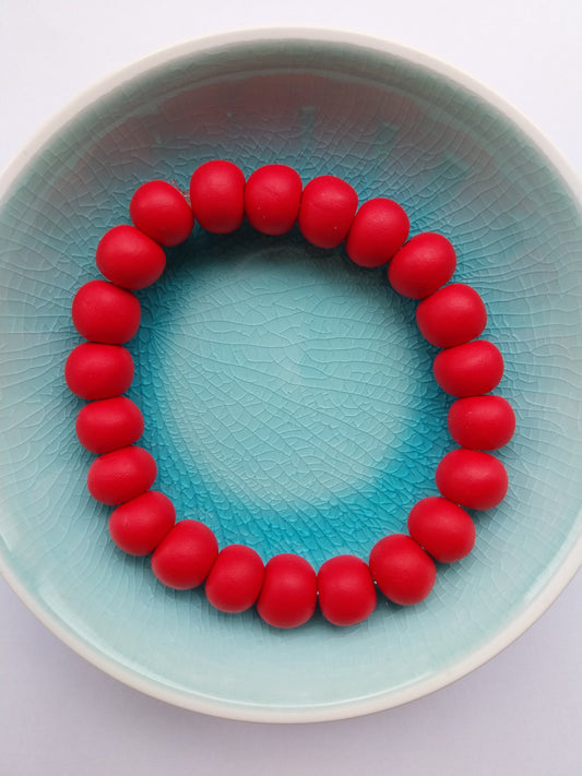 Red Unisex Clay Bead Bracelet - design-eye-gallery