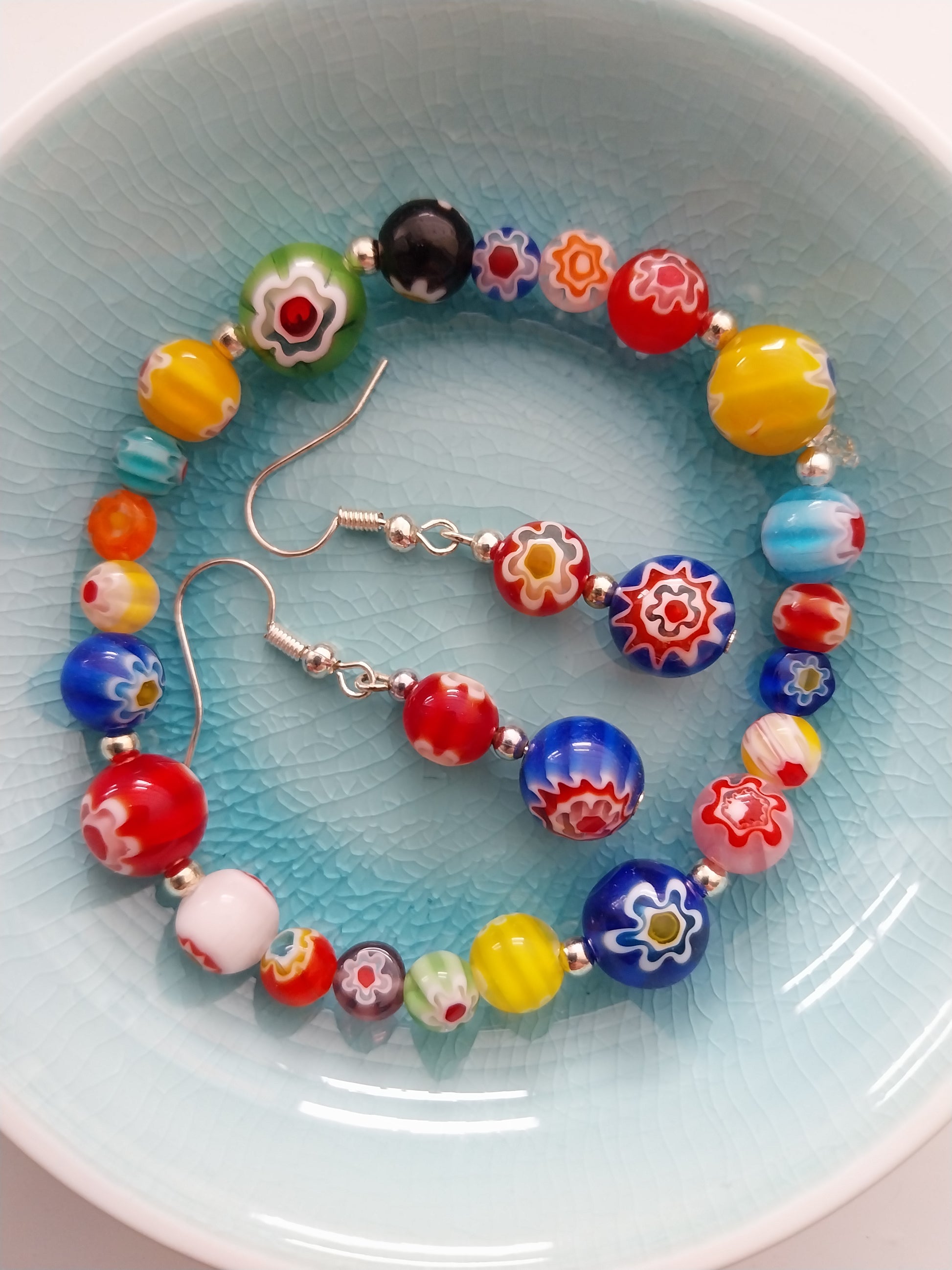 Colourful Millefiori Bead Bracelet - design-eye-gallery