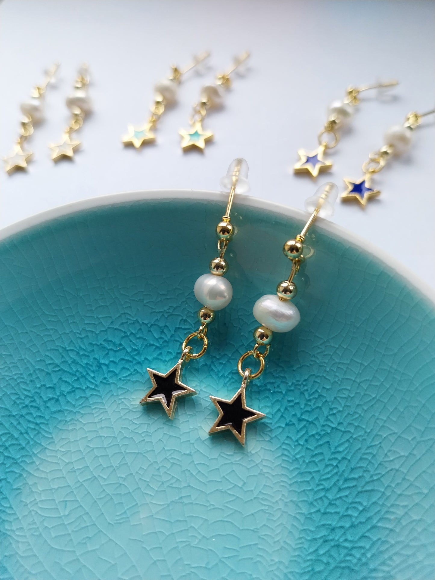 Celestial Earrings Navy Blue