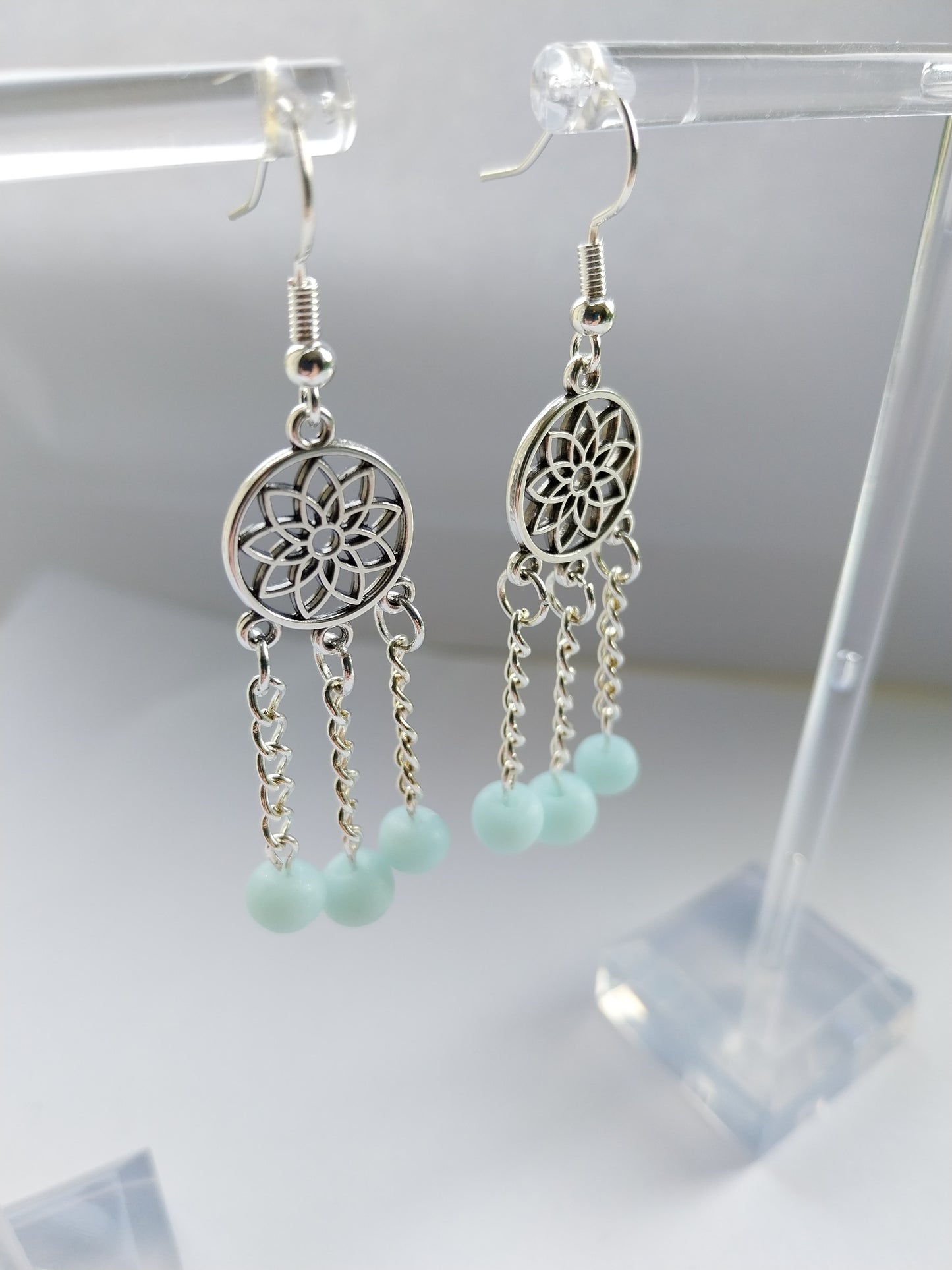 Mandala Silver & Ice Quartz Earrings