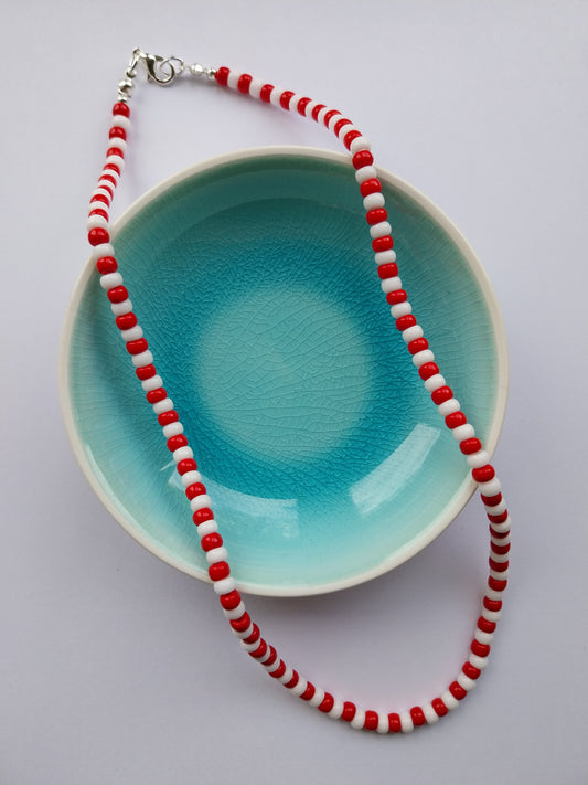Red & White Bead Necklace