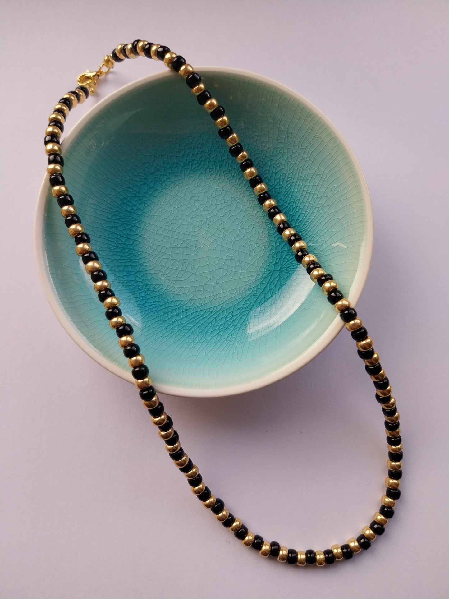 Black & Gold Seed Bead Necklace