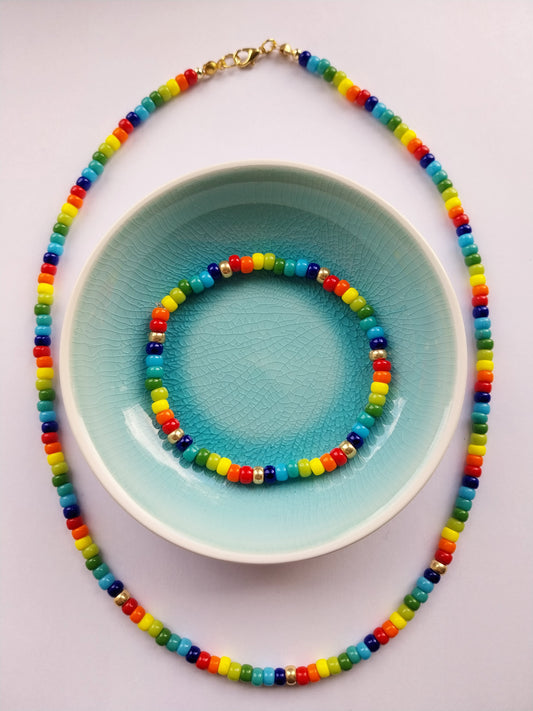 Happy Colour Glass Bead Necklace
