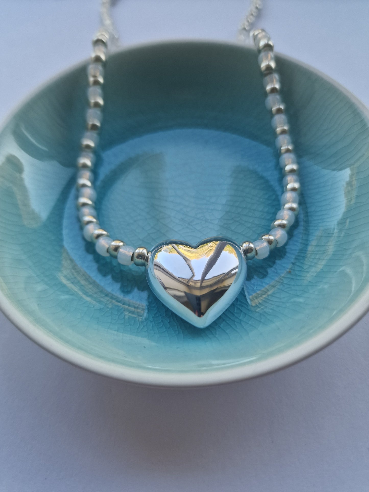 Puffy heart beaded necklace