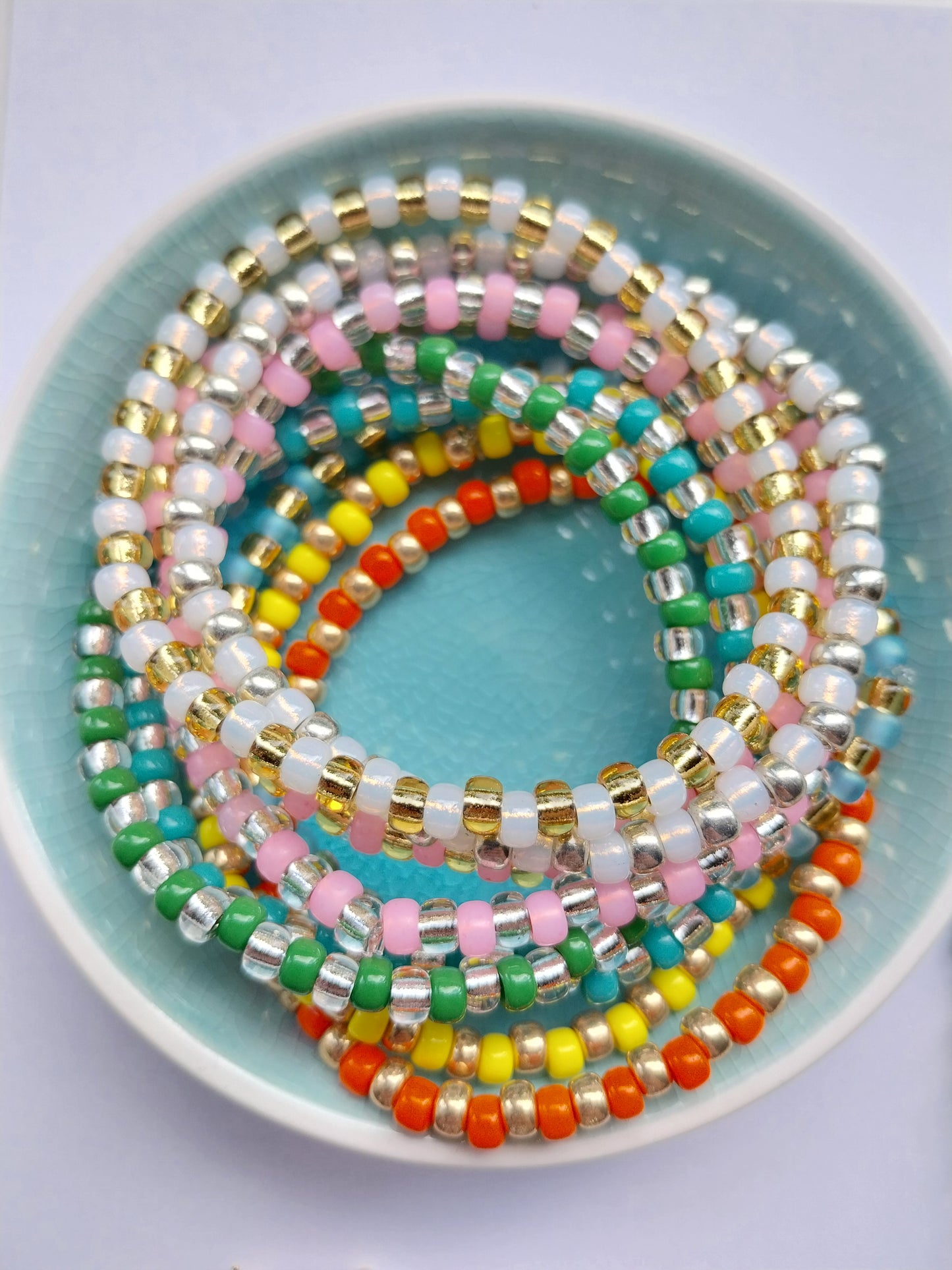 Glass bead stretchy elasticated bracelets perfect for stacking
