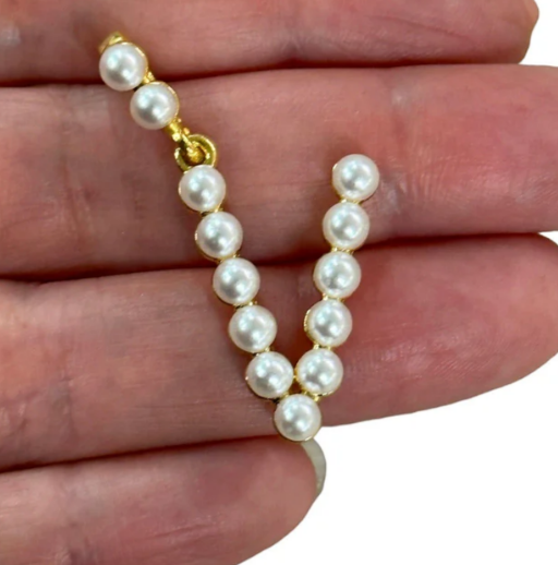 Black Agate Bead Bracelet with Pearl Initial Charm - 24kt Gold Plated Letter