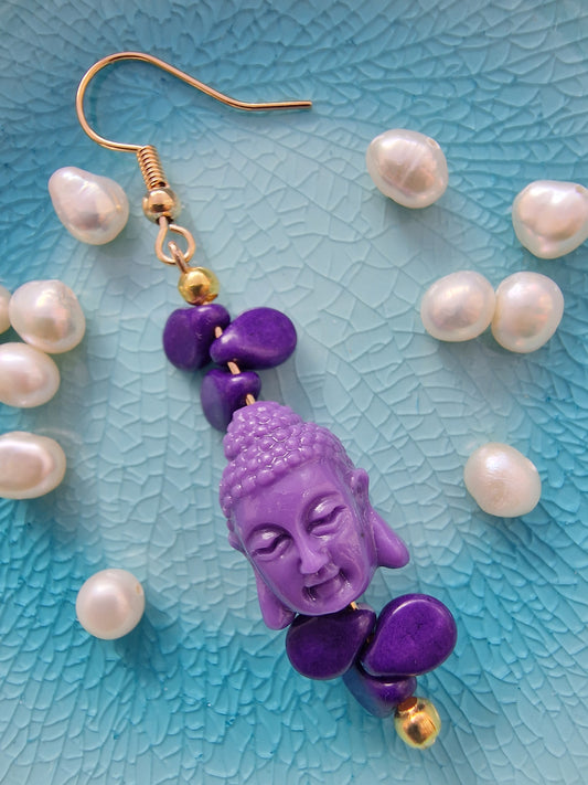 Statement Buddha Drop Earring in Purple - design-eye-gallery