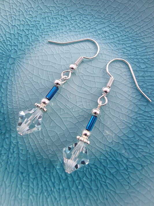 Silver and Azure Blue Drop Earrings - design-eye-gallery