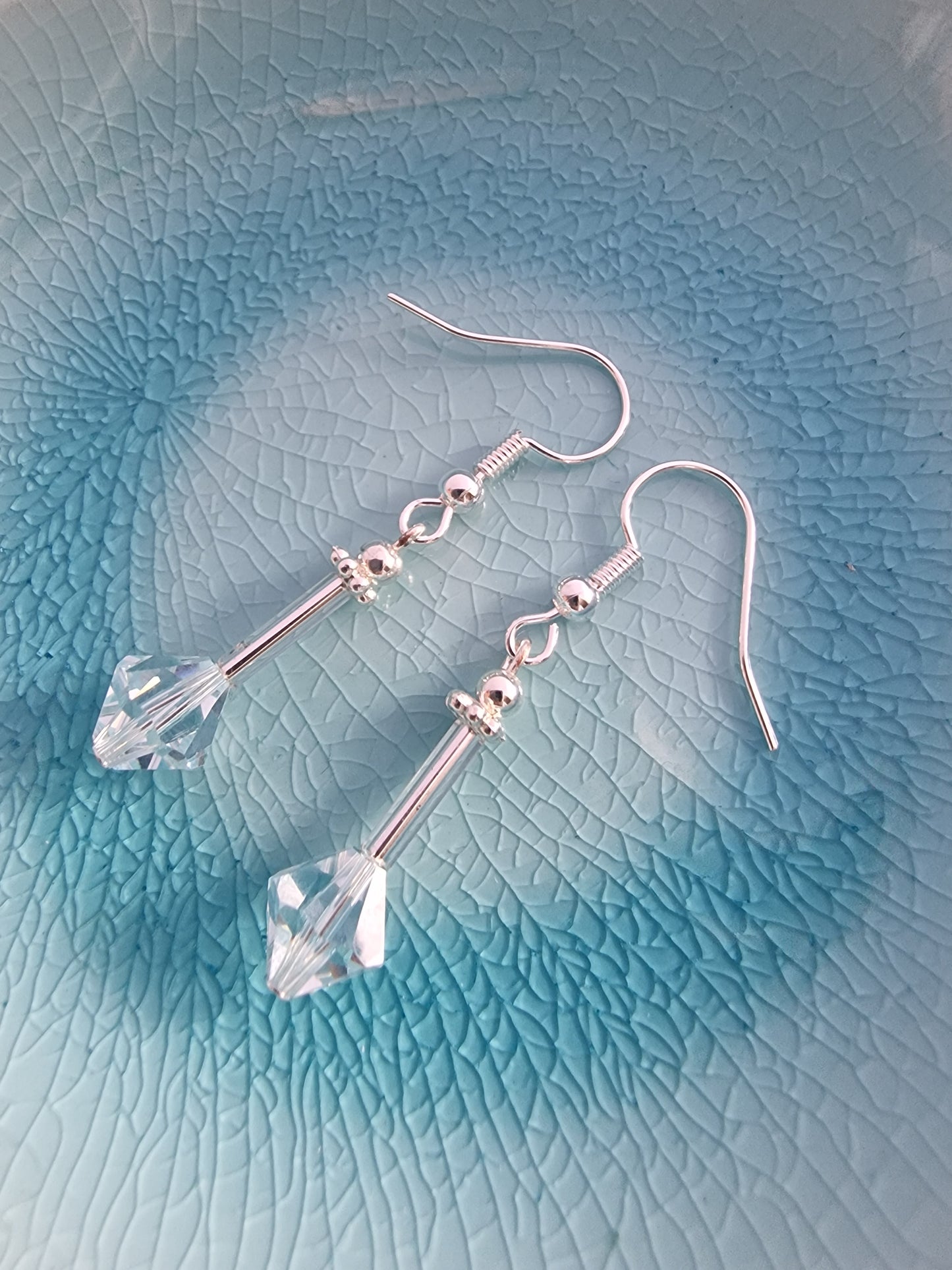 Modern Drop Swarovski Azure and Silver Earrings - design-eye-gallery