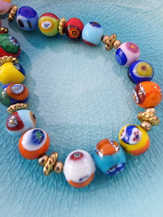 Murano Multi-Coloured Bead Bracelet - design-eye-gallery