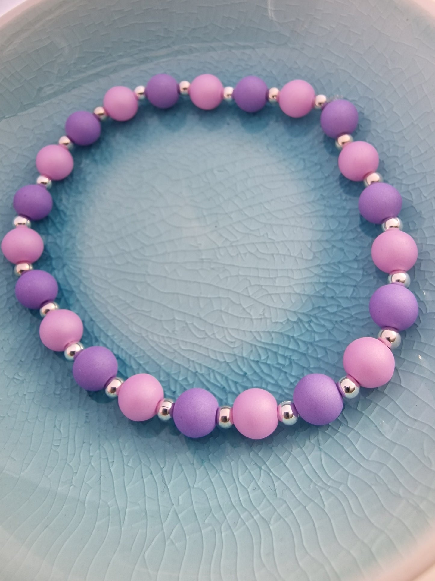 Czech Glass 6mm Bead Bracelet in Lavender & Soft Lilac