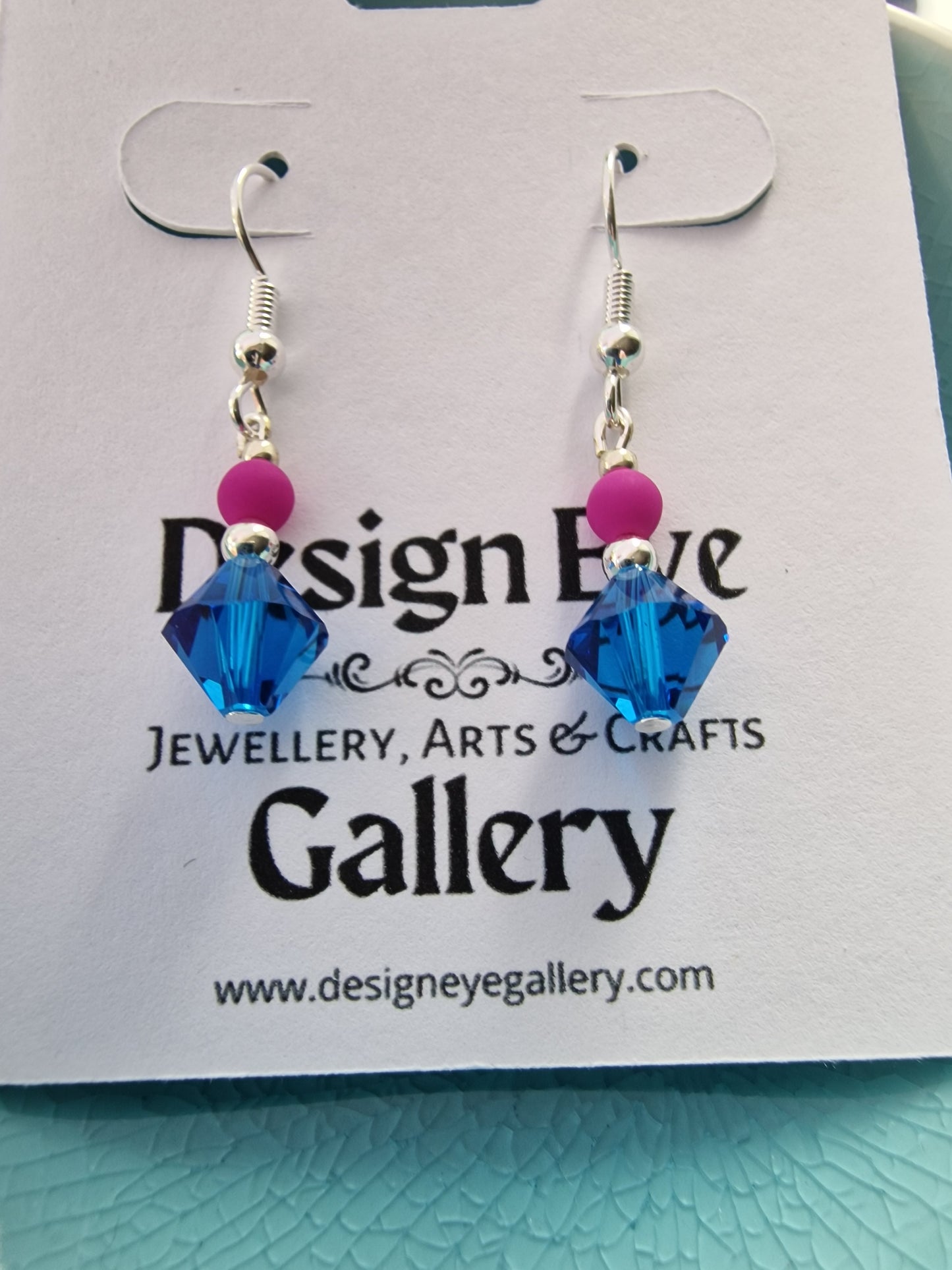 Capri Blue Swarovski Crystal and Orchid Bead Earrings - design-eye-gallery